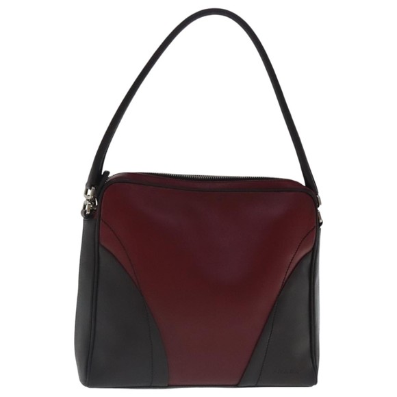PRADA Shoulder Bag Leather Red Silver Auth bs19227 - Picture 1 of 16
